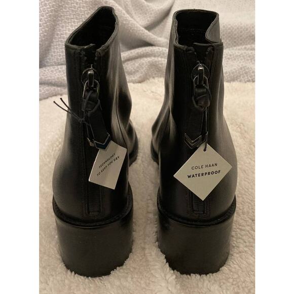Cole Haan Taylor Waterproof Back Zip Leather Boots Sz 10B Black NWT - Picture 4 of 7